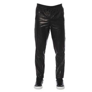 Trussardi Leather Trousers Joggers Men Black Bottoms